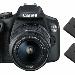 Canon Appareils Photo EOS 2000D Kit 18-55 Plus 2 Batteries LP-E10 - Appareils Reflex