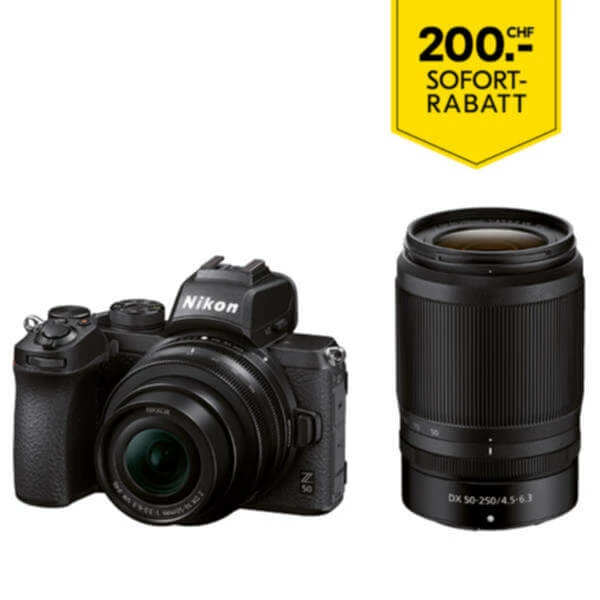 Nikon Z 50 / 16-50mm + 50-250mm - 20.90 Mpx, APS-C/DX - Incl. Remise Immédiate - Appareils Hybrides 1 Nikon Z 50 / 16-50mm + 50-250mm - 20.90 Mpx, APS-C/DX - Incl. Remise Immédiate - Appareils Hybrides